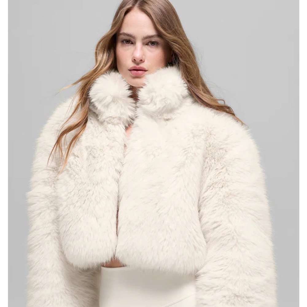 Elegant White Faux Fur Jacket